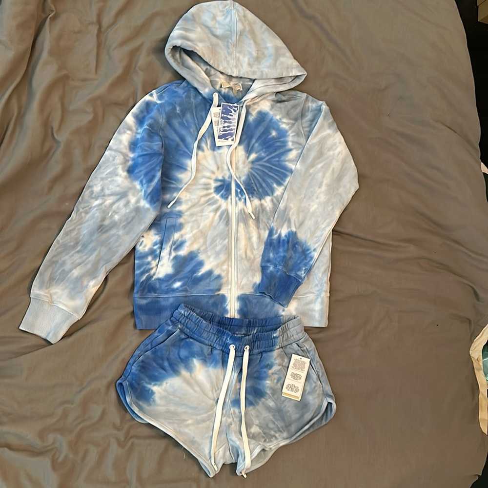 TWO piece Michael Kors Tie Dye Hoody and shorts Set NWT